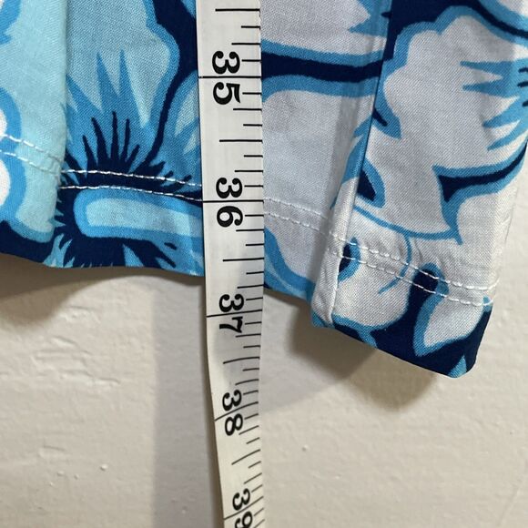 28 Palms Women's Tropical Print Spaghetti Strap Shift Dress Blue & White Size M - Picture 5 of 6